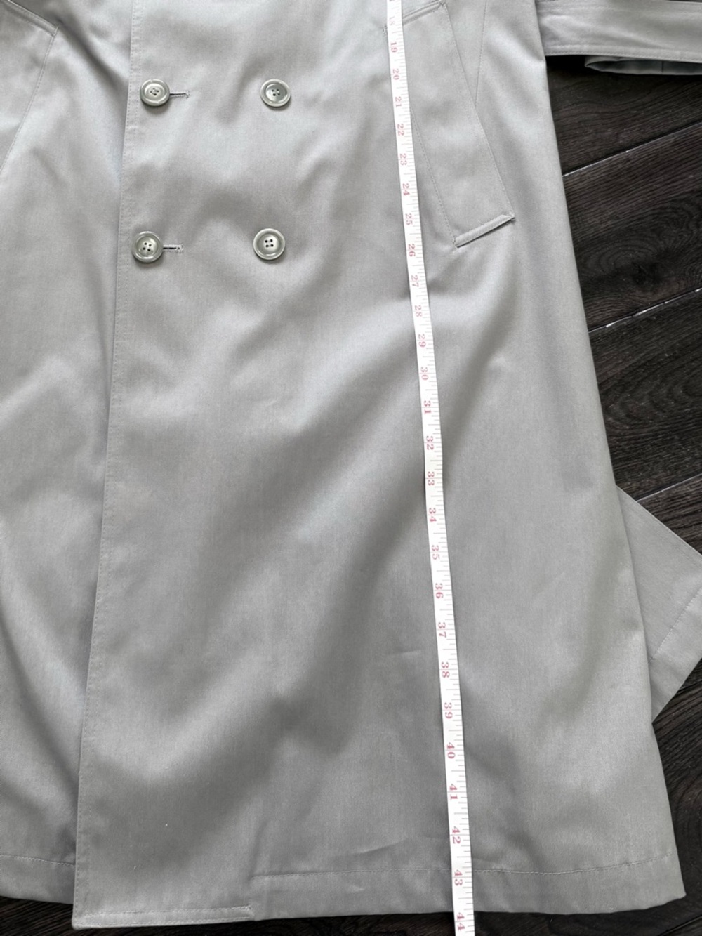 Eaton Vintage Grey Trench Coat - Classic Double-Breasted with Plaid Lining - Picture 8 of 11